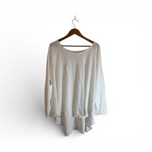 Amaryllis Women’s Top Long Sleeves White Plus Size 3X Waffle Knit White Lace
